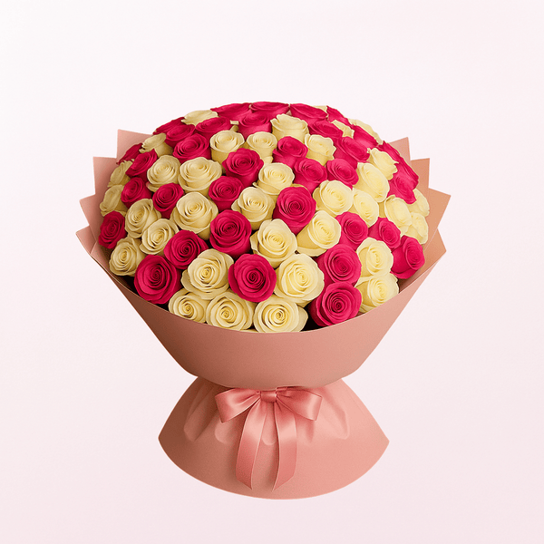 Romantically in LOVE  Pink & White Roses Fresh Flower Hand Bouquet
