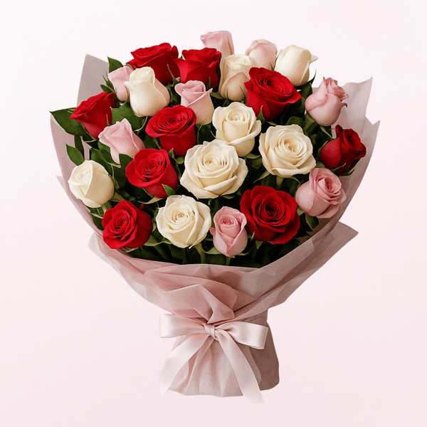 Mixed Love Roses Fresh Flower Hand Bouquet