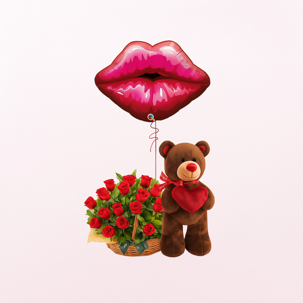 Basket of Love Smoochy Lips Big Teddy Combo - 3 in 1