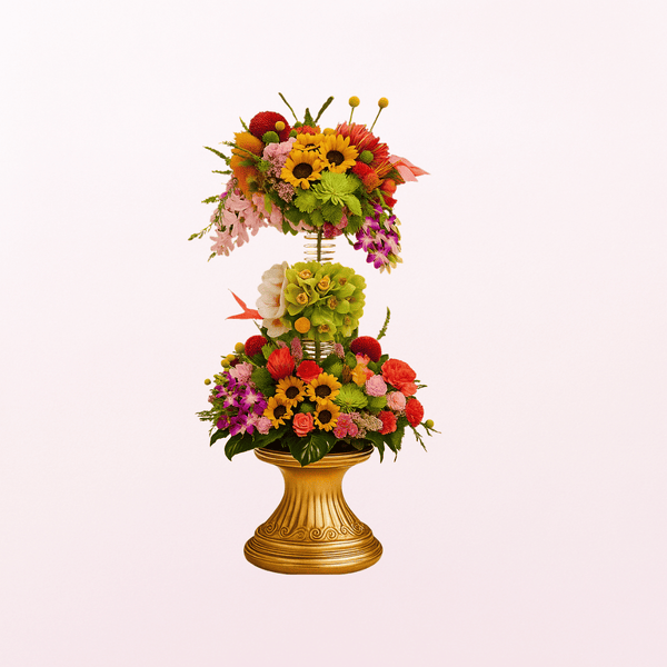 Autumn Collection Set of Fresh Flowers Arrangement on a Tall Stand PRE-ORDER 1DAY In Advance