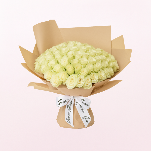 Gracious Purity White Roses Fresh Flower Hand Bouquet