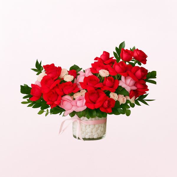 Love & Harmony Roses Glass Arrangement