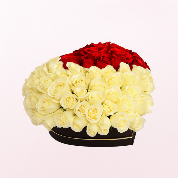 Hearty Red & White Love Roses Flower Arrangement