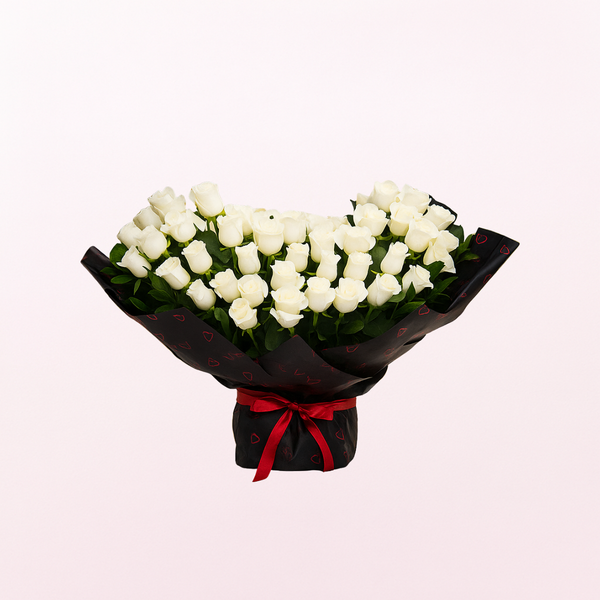 Heartly Pure Heart White Roses Hand Bouquet