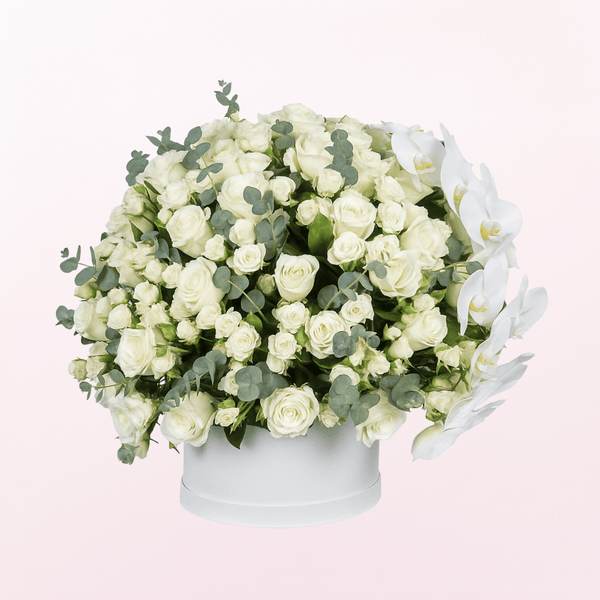 Elegance in White Phalaenopsis & Roses Mixed Flowers Fresh Flower Arrangements