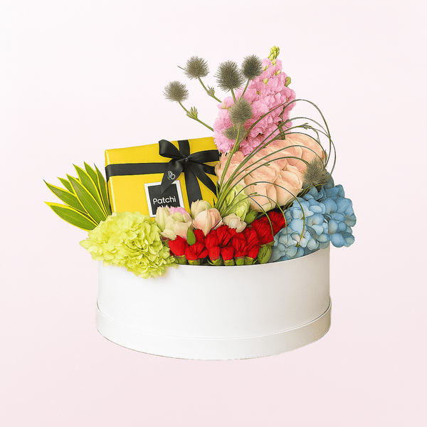 All Occasion Mixed Fresh Flower Arrangement with Patchi Chocolate