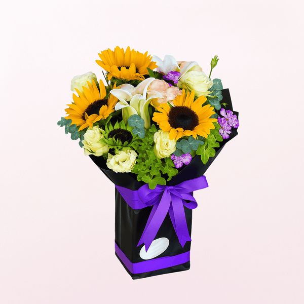 Purple & SunFlower Mixed Fresh Flower Arrangement