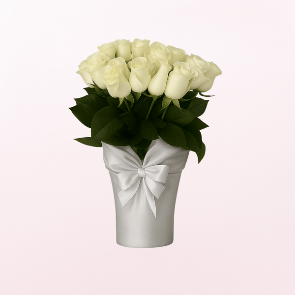 12 White Roses Organic Bouquet