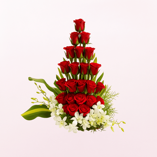 Roses with Orchids Basket