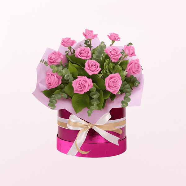 Pink Roses In Gift Box 12Pcs
