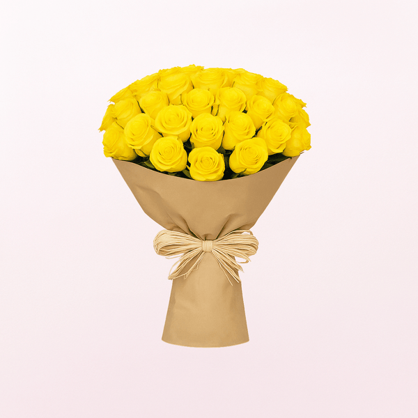 24 Sunny Yellow Roses Hand Bouquet
