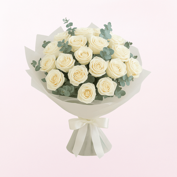 Pure Love White Roses Fresh Flower Hand Bouquet