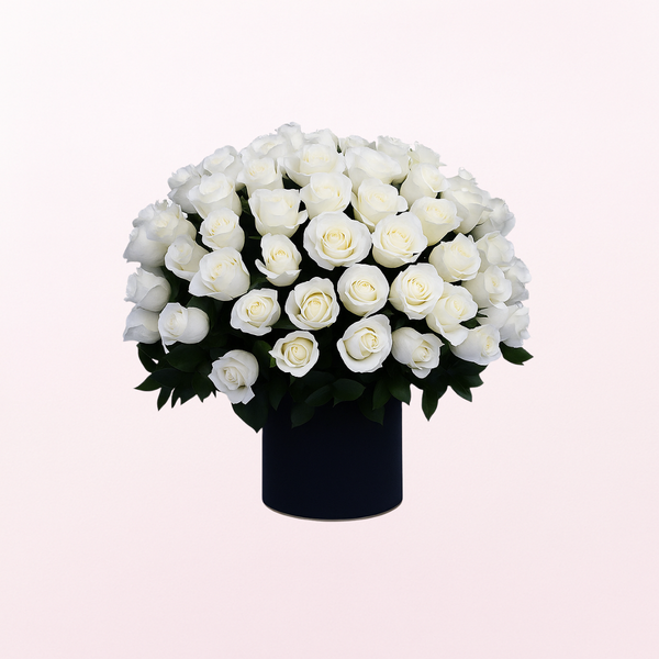 Classy White Roses Flowers Arrangement