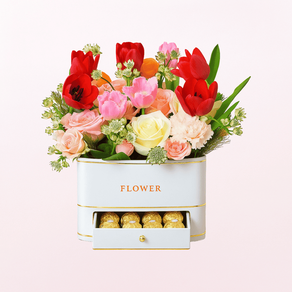 Mixed Flowers Arrangement with Ferrero Chocolate