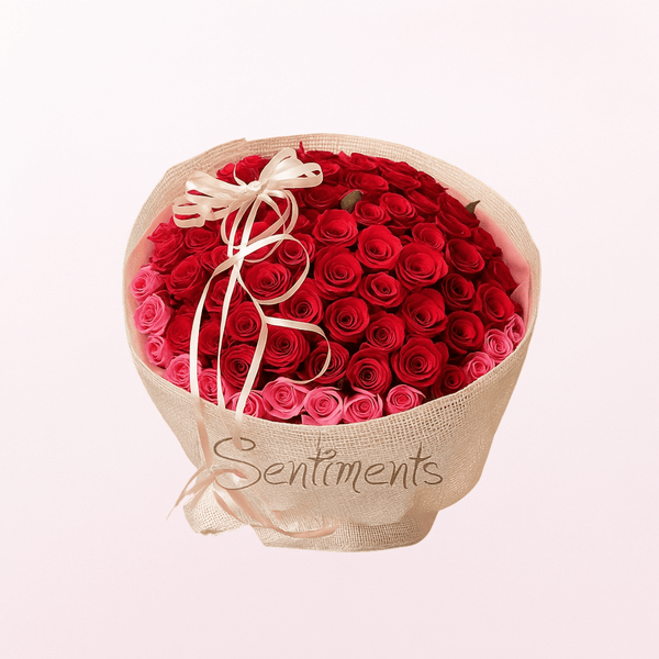 100 LOVE with Red Rose Bouquet