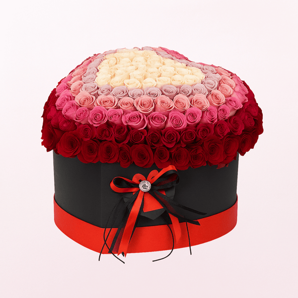 5 Colors of Roses in Heart Box