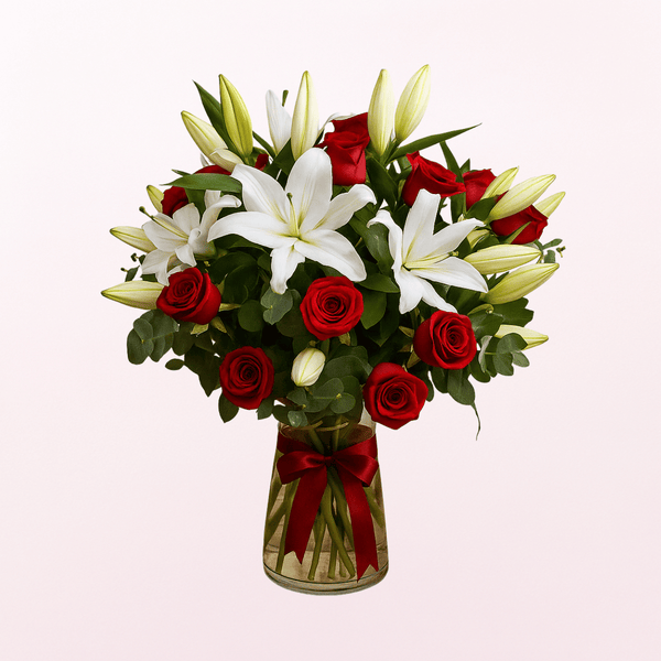 Roses and Lilies in a Vase