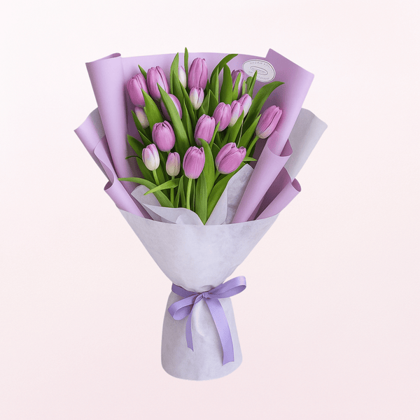 Posh Elegantly  Pink Purple Tulip Hand Bouquet  PRE-ORDER 1DAY in advance - with Logo