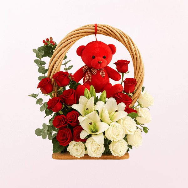 Valentine Roses with Teddy