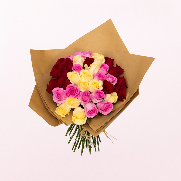 Lovely Mixed Roses Hand Bouquet