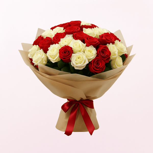 Red and White Roses Big Bouquet