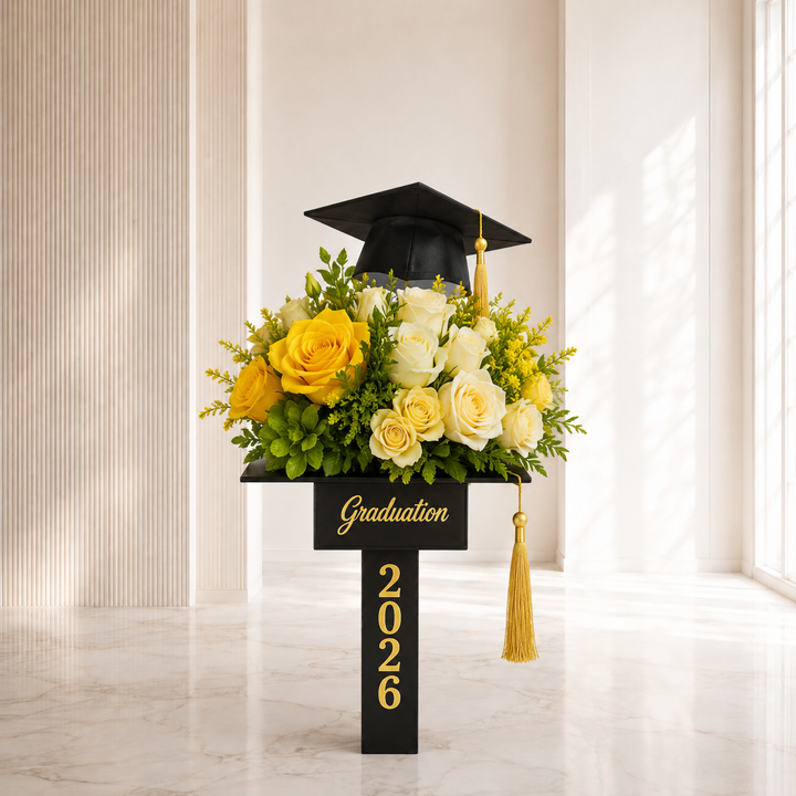 Graduation Flowers Hand Stand – Sentiments.ae