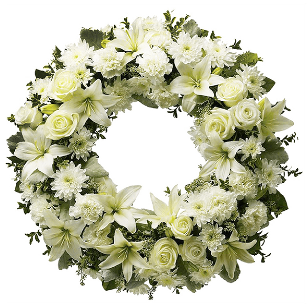 White flower wreath