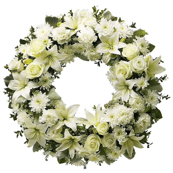 White flower wreath