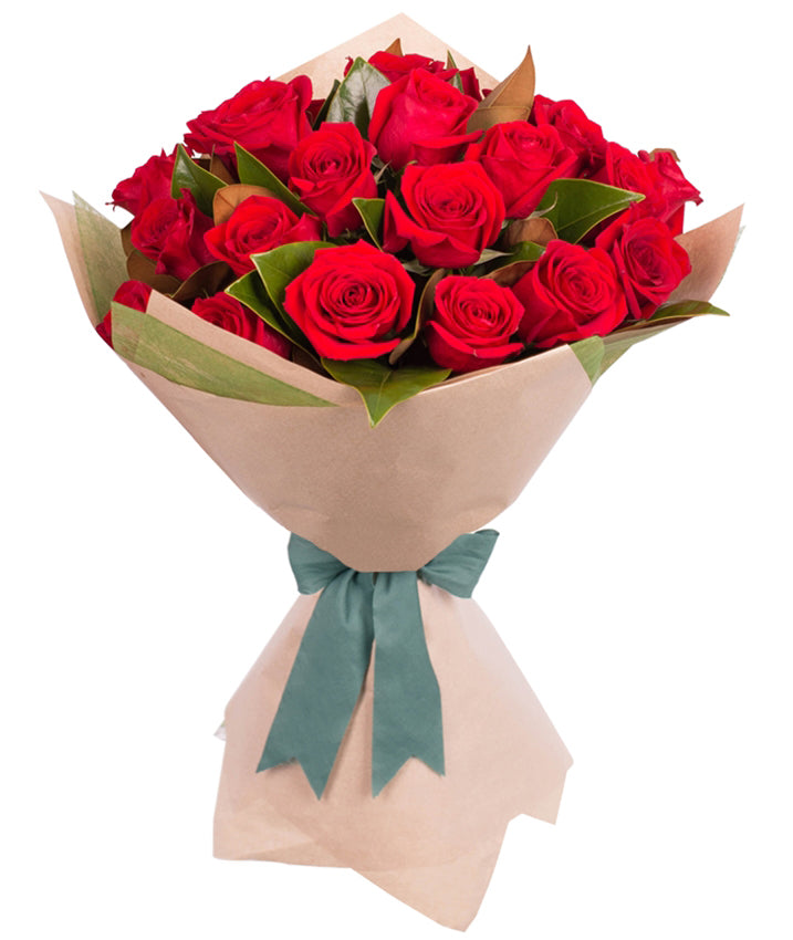 12 Red Roses Hand Tied Bouquet