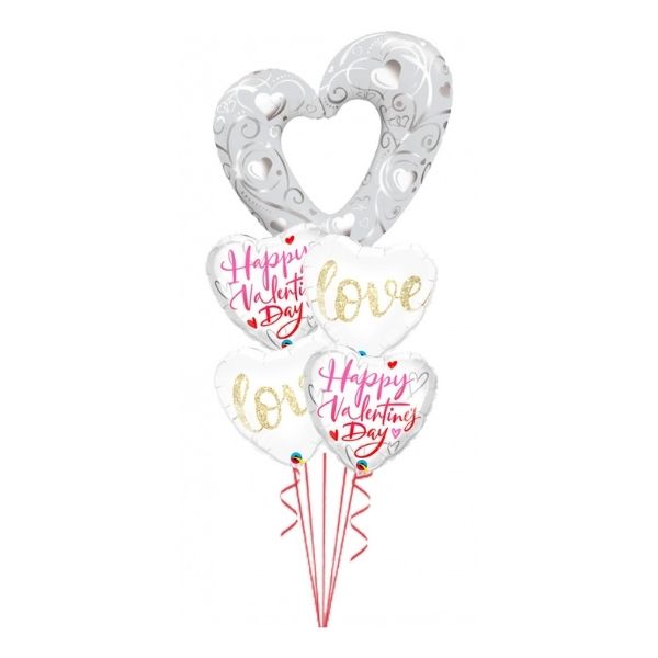 HEARTS & FILIGREE PEARL WHITE VALENTINES DAY CASUAL BALLOONS