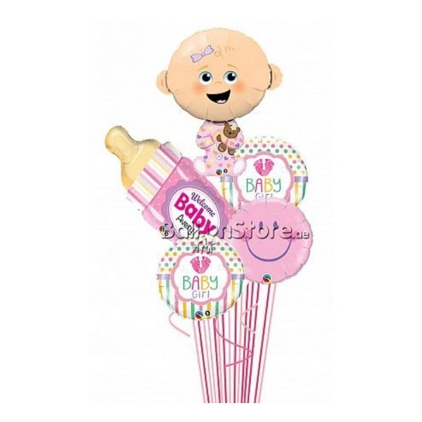 BABY GIRL,WELCOME BABY BOTTLE PINK BOUQUET