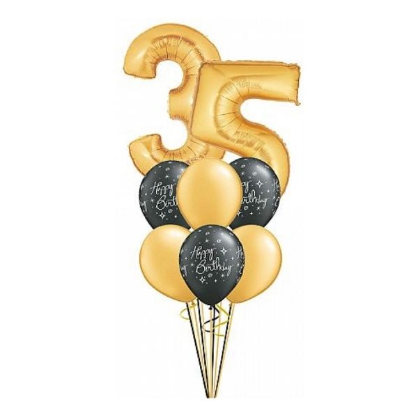 BLACK BDAY SPARKLES,GOLD ANY NUMBER BALLOONS