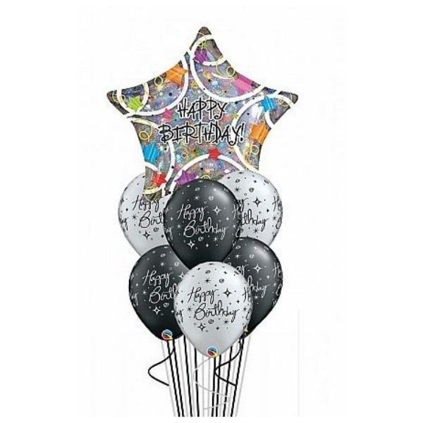 BLACK & SILVER BIRTHDAY ELEGANT STAR BOUQUET