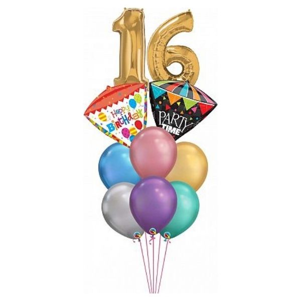 SWEET SIXTEEN NEW CHROME BALLOONS