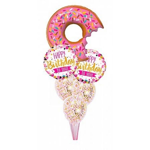 BIT DONUT & SPRINKLES BDAY CONFETTI BALLOONS BOUQUET