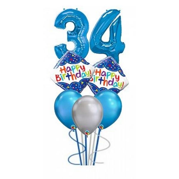 TWO NUMBER BIRTHDAY SCRIBBLE CHROME BALLOON BOUQUET