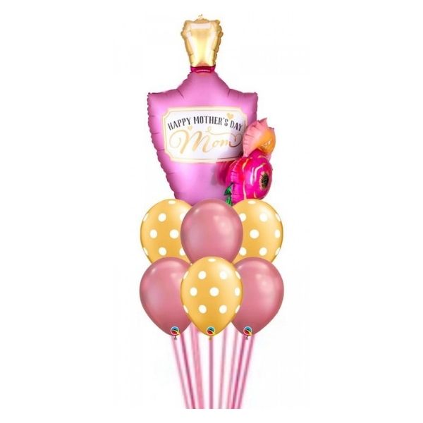 Perfume Bottle Garland Satin 3D Happy Mother's Day Gold Polka B