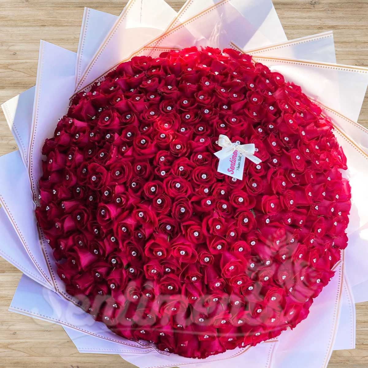 Exclusively Red Roses BIG Hand Bouquet (GEMS/CYSTAL not included)