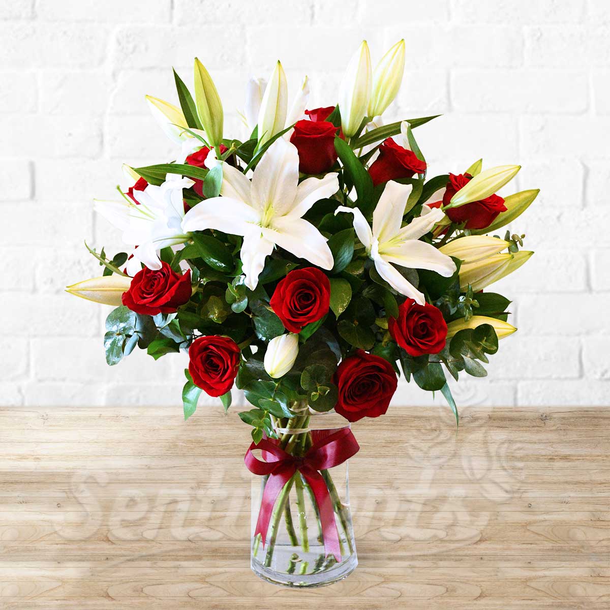 Roses and Lilies in a Vase