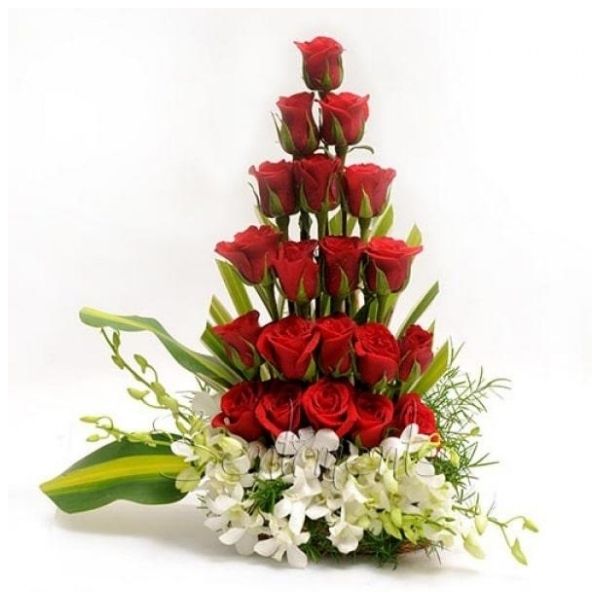 Roses with Orchids Basket