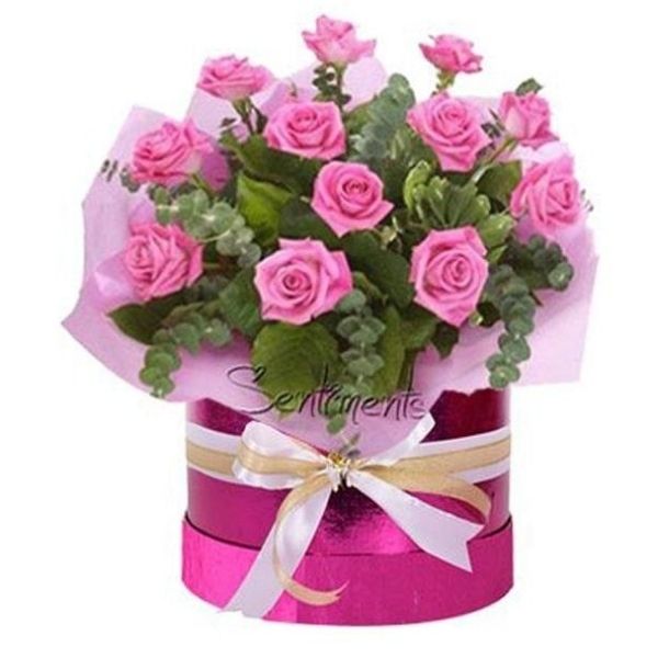 Pink Roses In Gift Box 12Pcs