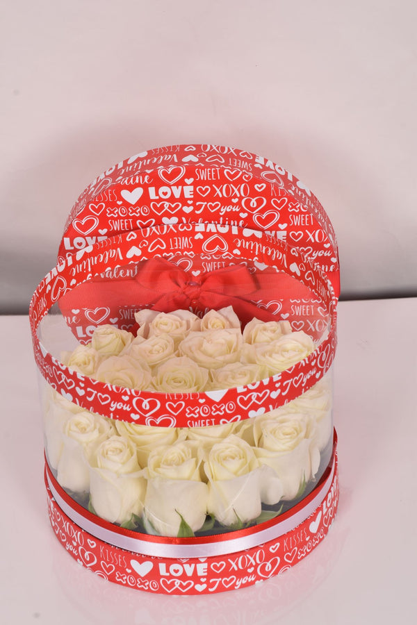 Pure & Clearly inLove White Rose Flower Arrangement