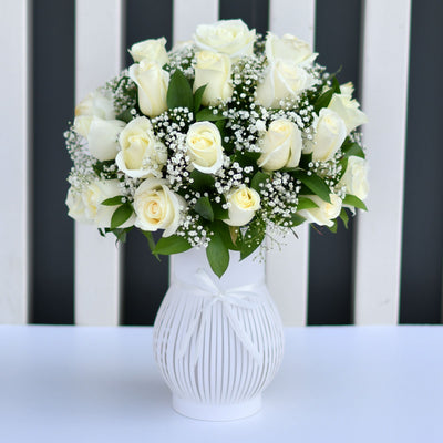 Sophisticated White Roses Arrangement