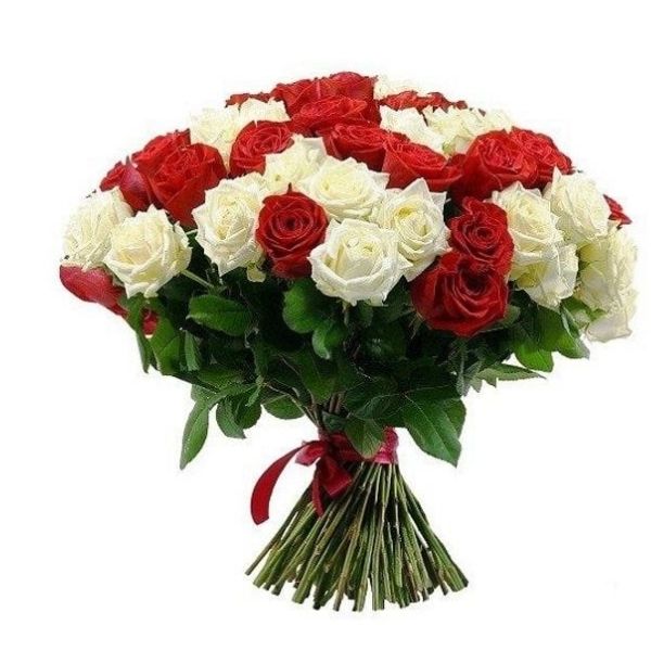 Red and White Roses Big Bouquet