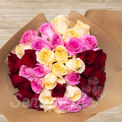 Lovely Mixed Roses Hand Bouquet