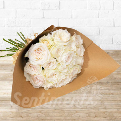 Elegant White Roses Hand Bouquet 24 Ogara Rose