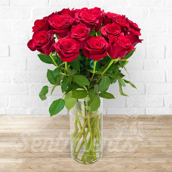 Red Roses Love Glass Arrangement