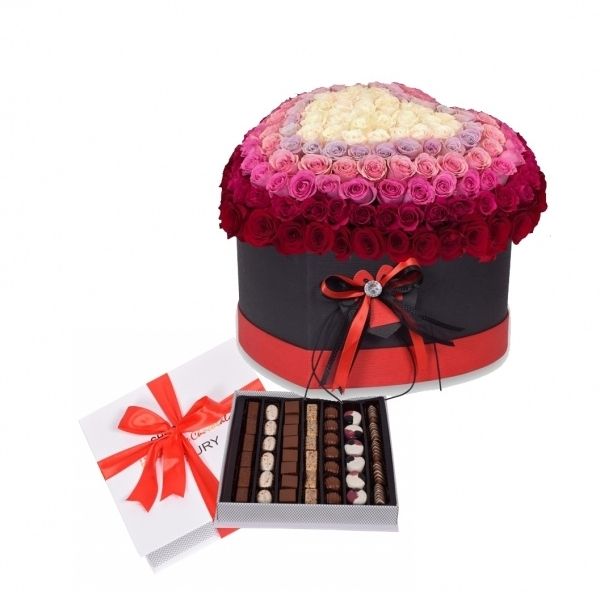 5 Color Roses with Chocolates
